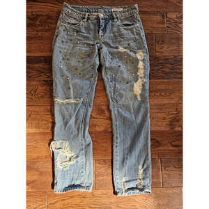 Blank Nyc Womens Embellished Distressed Crop Girlfriend Cropped Jeans Womens 26‎